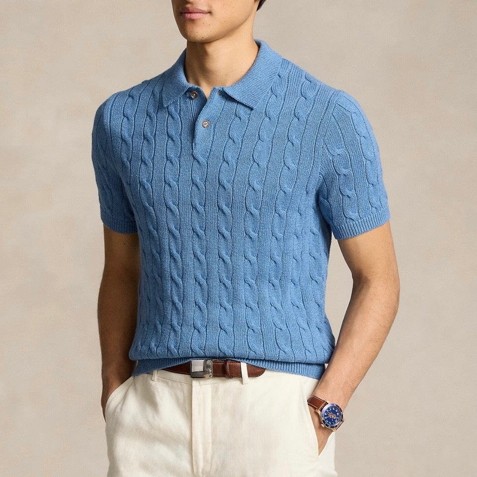 FLORENCE Cable Knit Polo Shirt