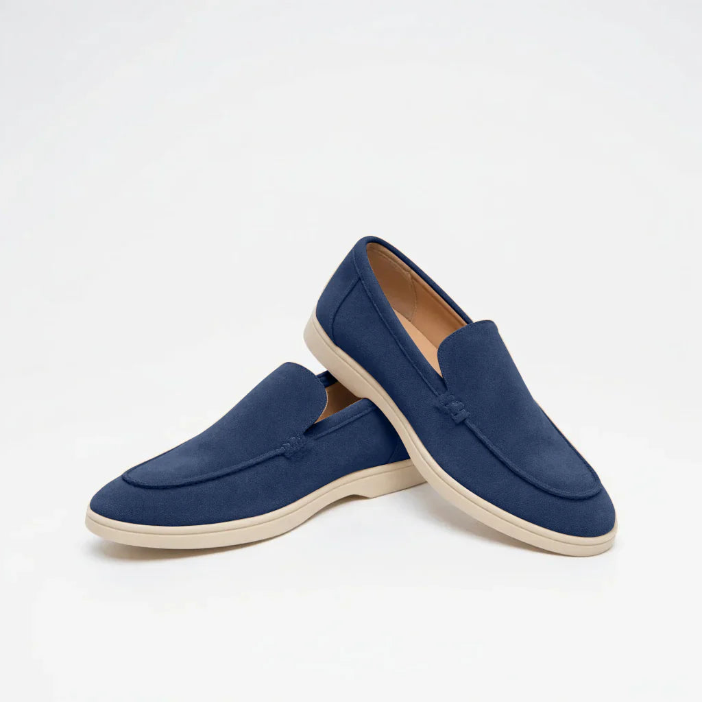Azure Blue Monaco Suede Loafers - Classic Elegance
