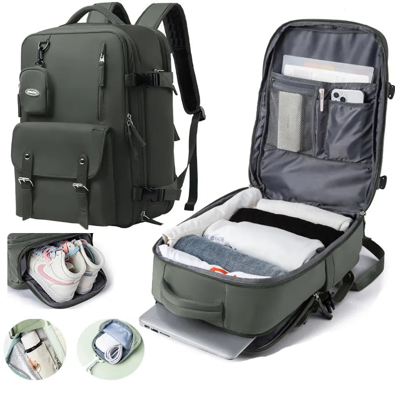 Water-Resistant Multi-Section Travel Backpack