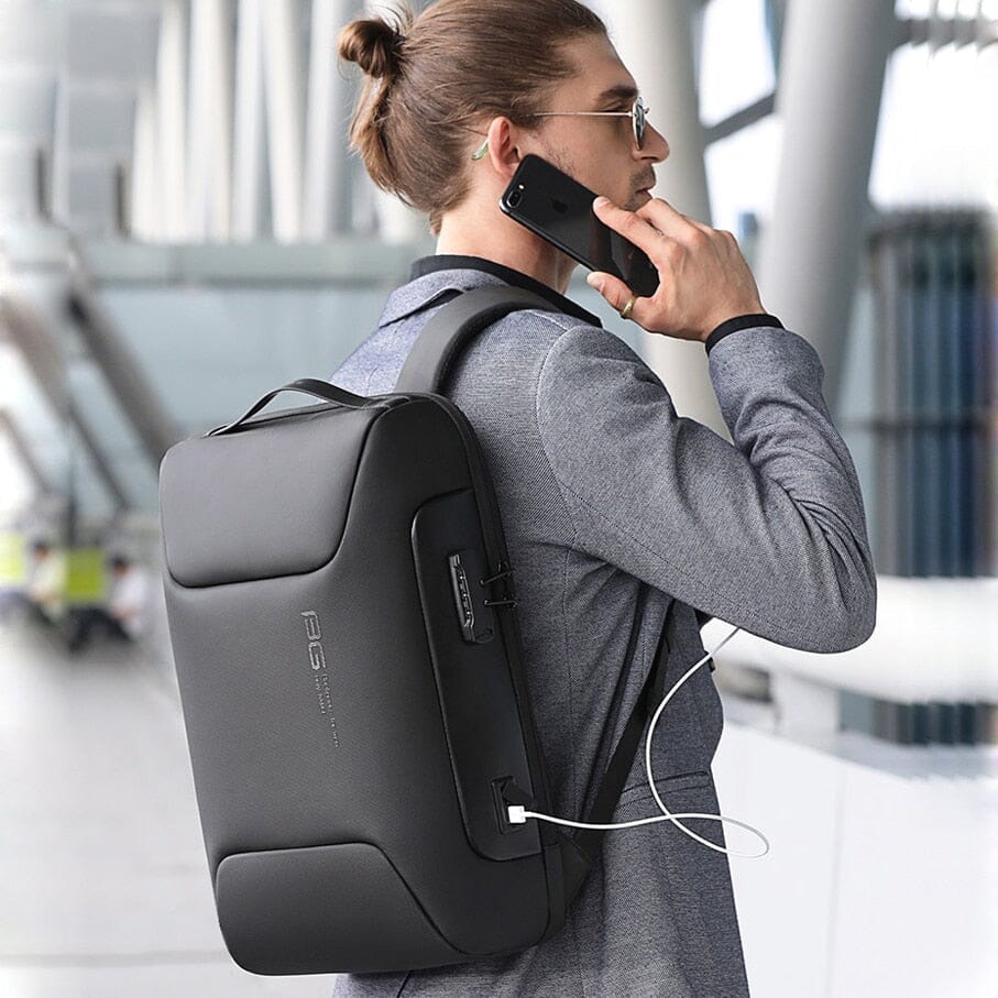 Luxxy Elite Executive Backpack - Fits 15" Laptops, Waterproof, USB Charging Port, TSA-Friendly Lock