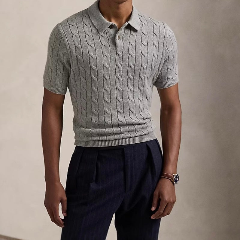 FLORENCE Cable Knit Polo Shirt