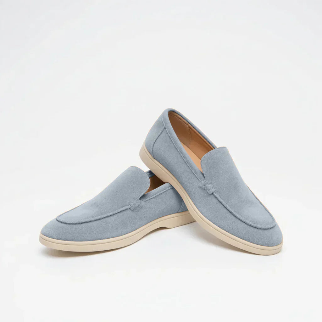 Azure Blue Monaco Suede Loafers - Classic Elegance