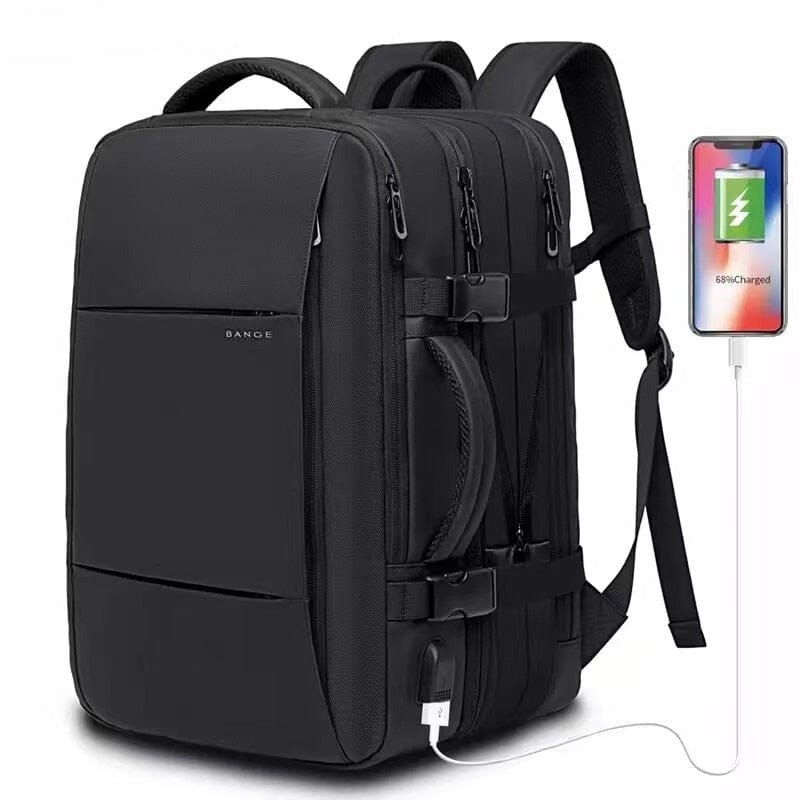 Deluxe Expandable Travel Backpack - Accommodates 17" Laptops, Waterproof Design, USB Charging Port Included