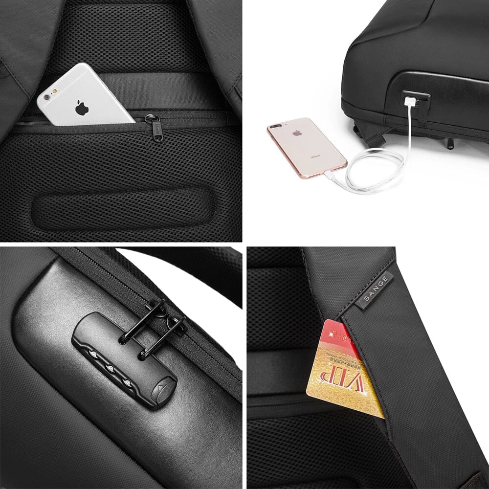 Luxxy Elite Executive Backpack - Fits 15" Laptops, Waterproof, USB Charging Port, TSA-Friendly Lock